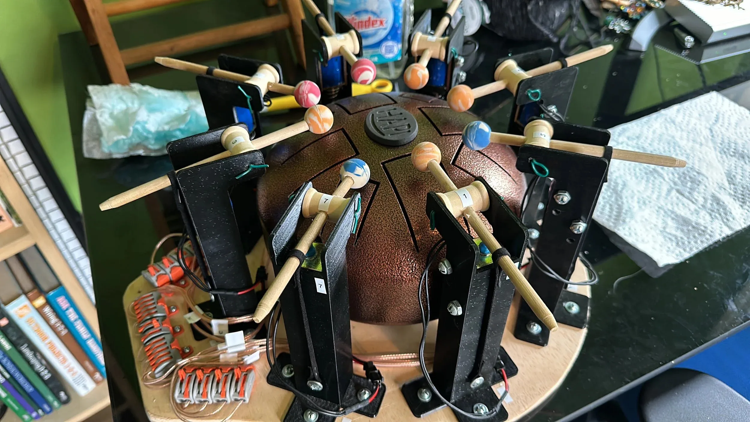 Closeup of the robotic drum